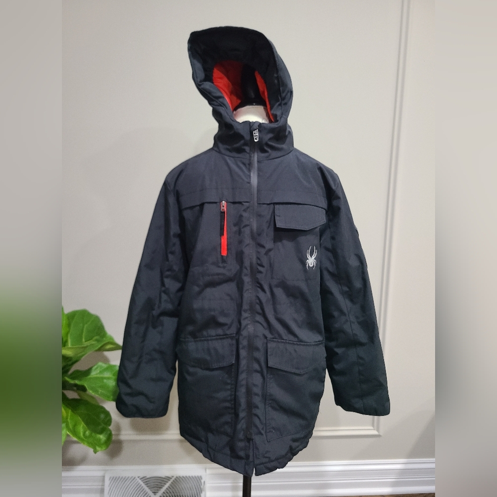 Spyder Boys Black Jacket with Red Accent Hood